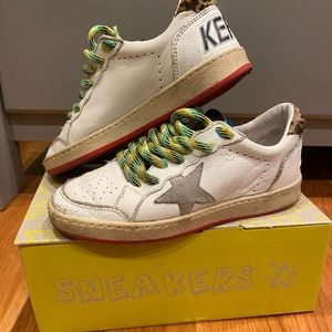 Golden Goose Ball Star crack leather sneakers - size 32 kids